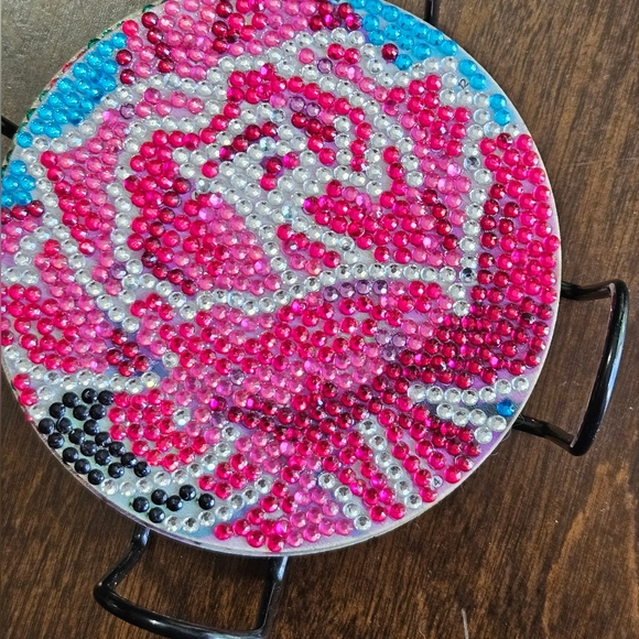 Set of 6 vintage diamond coasters, in bright cheery colors - Picture 3 of 5